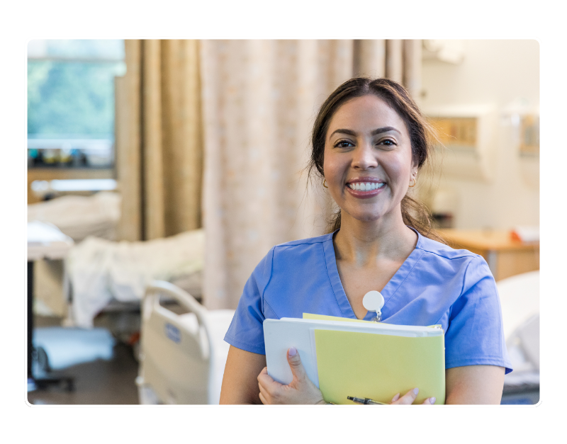 Healthcare professional engaged in online learning
