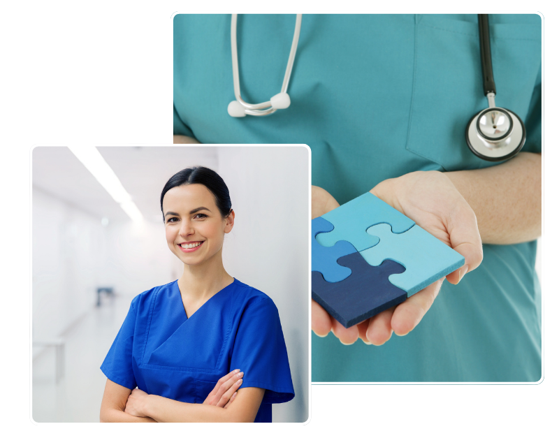 Professional nurses and healthcare team